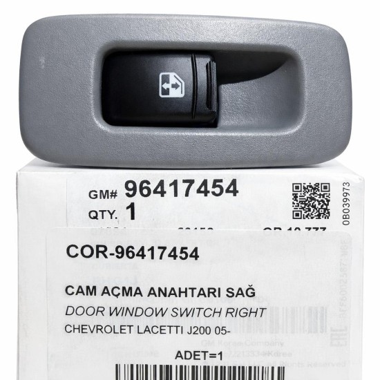 Cam Açma Düğmesi Sağ Yolcu Tarafı Chevrolet Lacatti GM-PSA ORJINAL 96417454